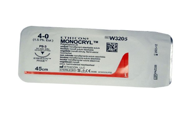 Шовный материал Monocryl (монофилам, не окрашен) 45 см, 4/0
