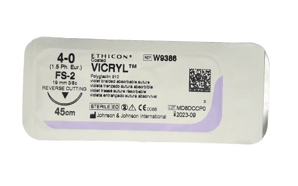 Шовный материал VICRYL PLUS (полифилам, фиолет) 45 см, 4/0